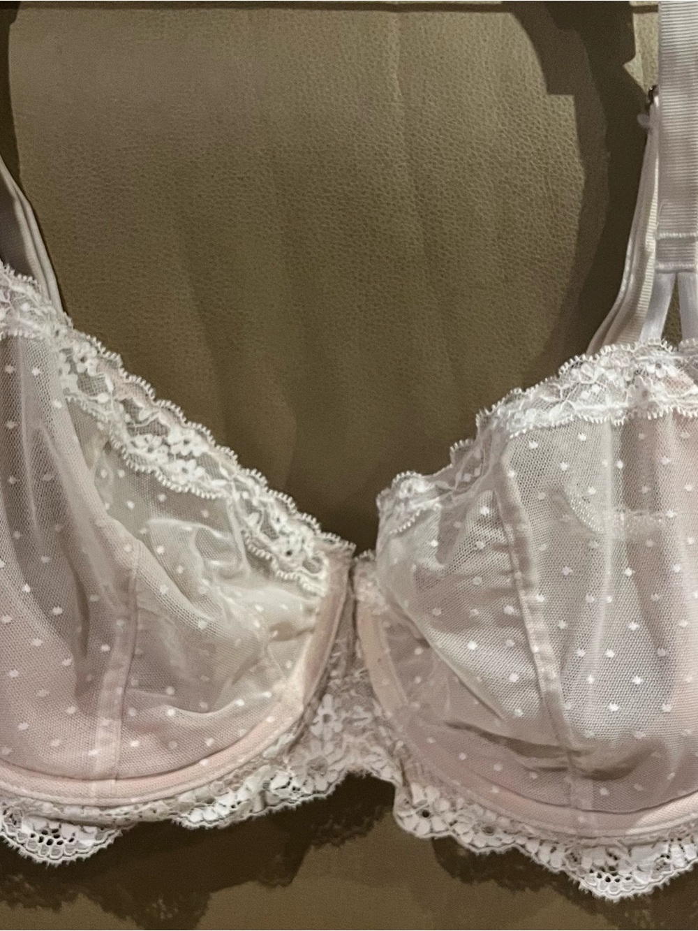Victoria's Secret Sheer Dot Lace Underwire Bra in Pale Pink